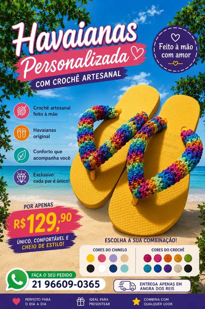 Chinelos havaianas de croché 