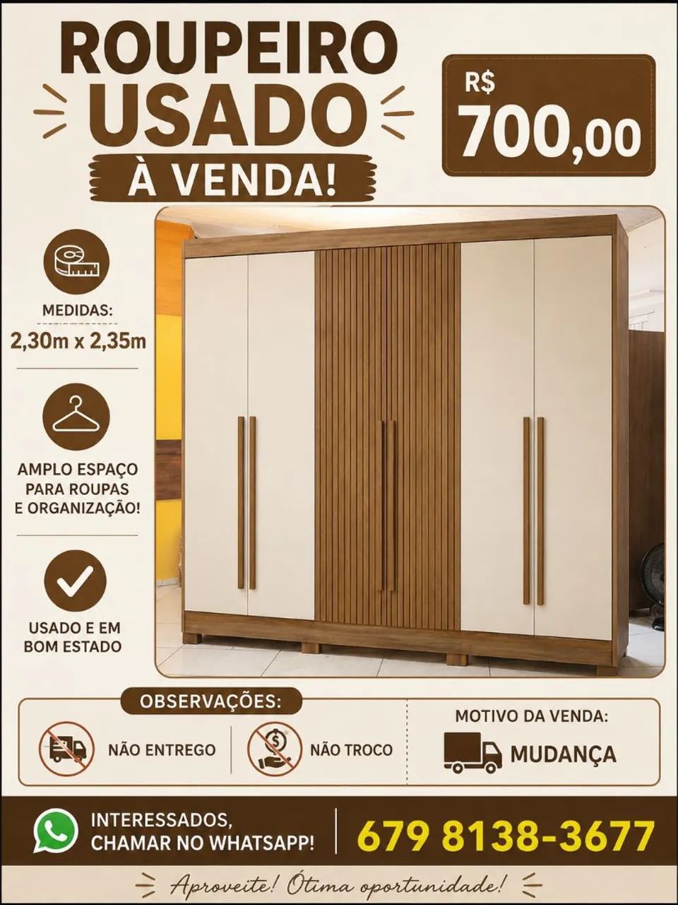Roupeiro casal usado 