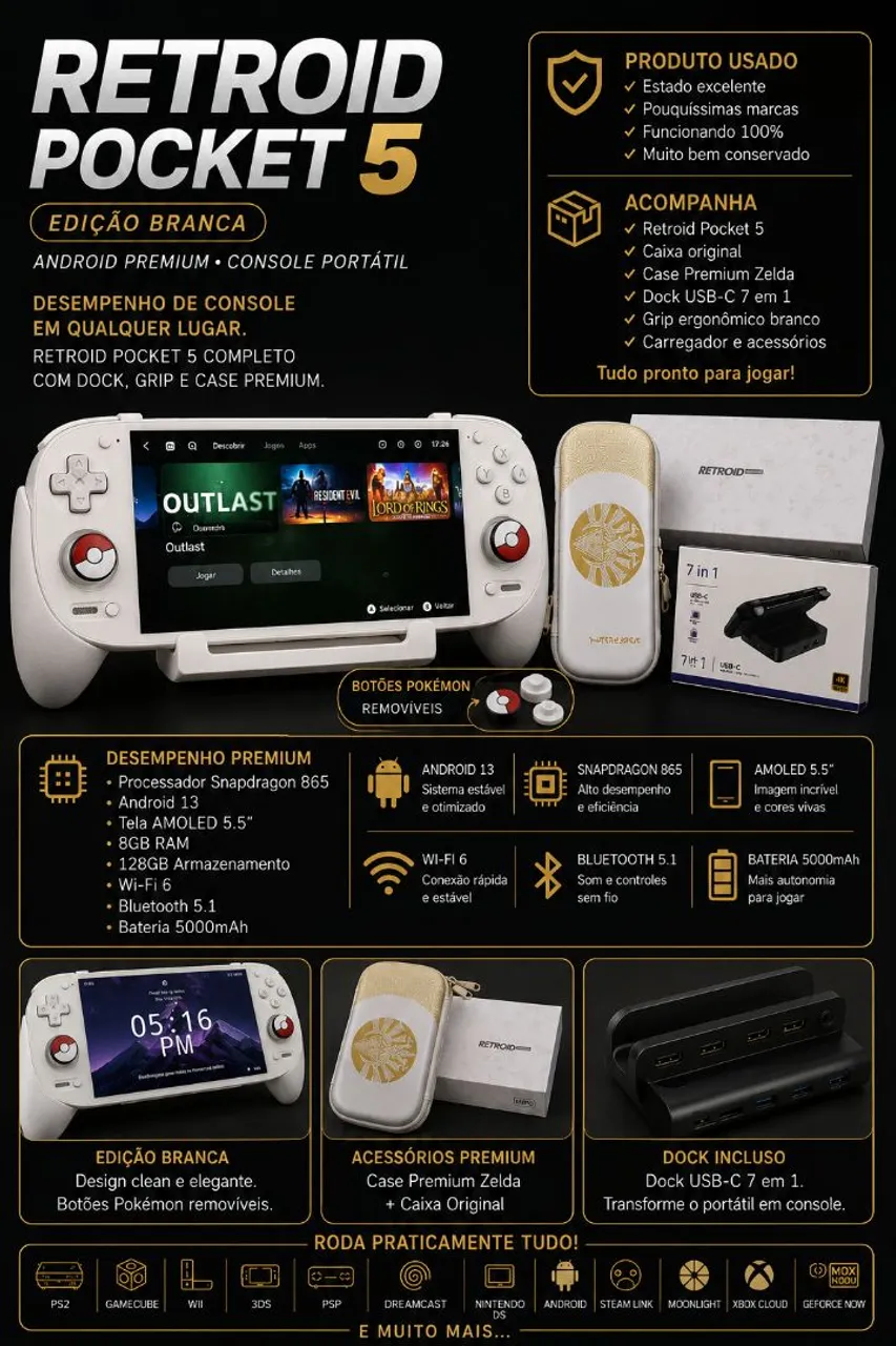 Odin Lite Configurado (Completo) + 128gb microSD + Case - Consoles