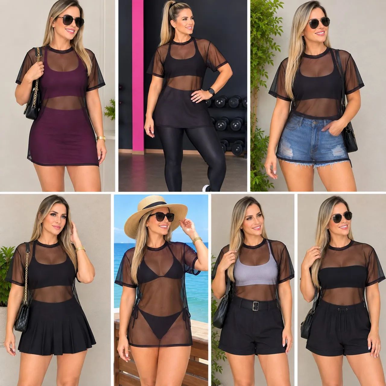 Kit 3 Camisas de Tule