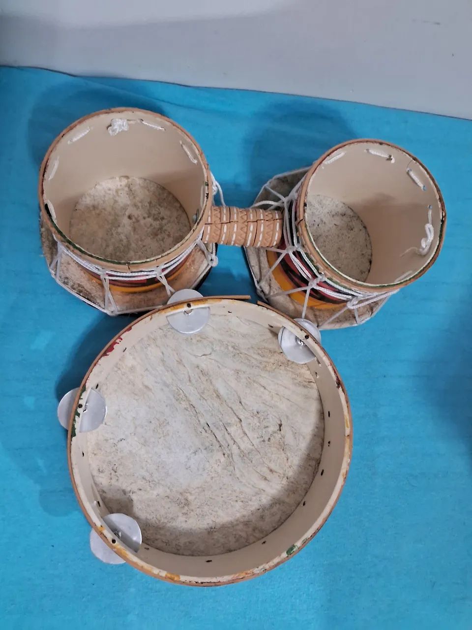 Bongo e pandeiro artesanal couro - Foto 3