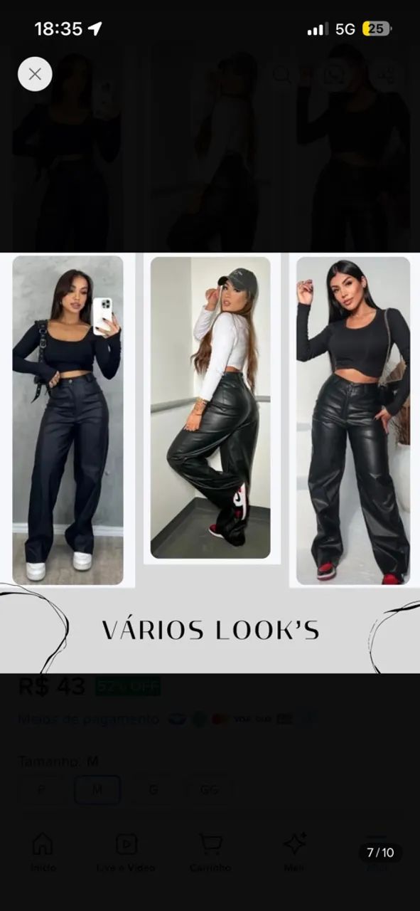 Calça couro fake preta - Foto 3