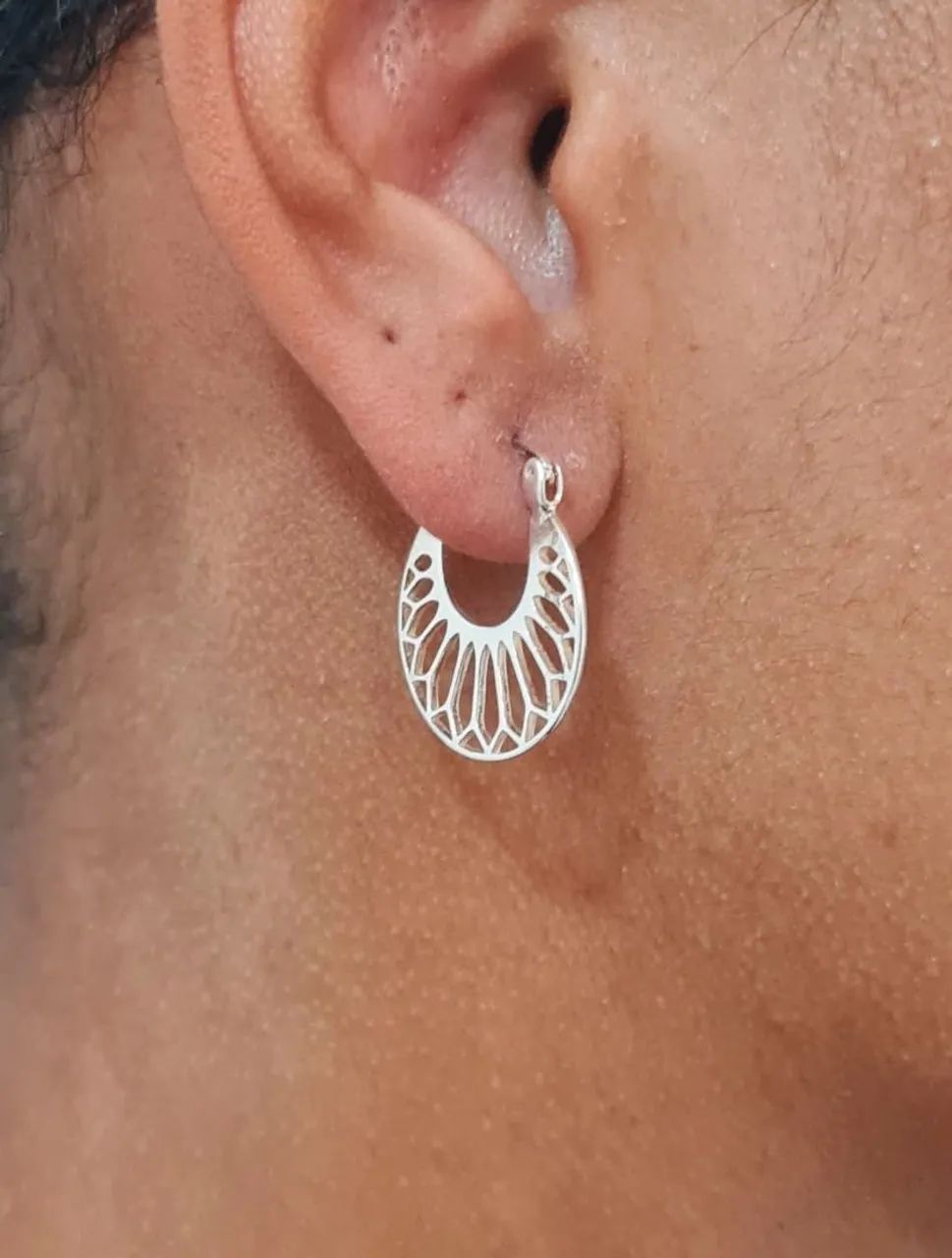 Argola Geometrica Prata 925 - Foto 2