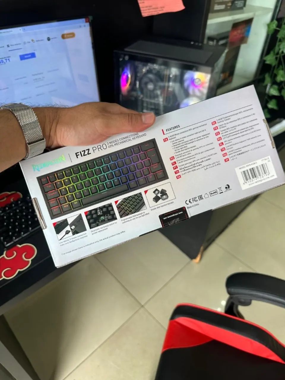 Teclado Mecânico Redragon Fizz Pro Sem Fio 60% - WIKI  - Foto 2