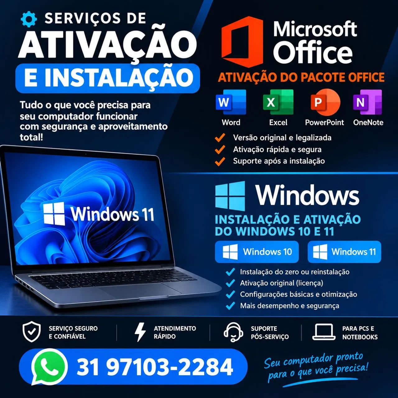 Ativação Windows e pacote Office