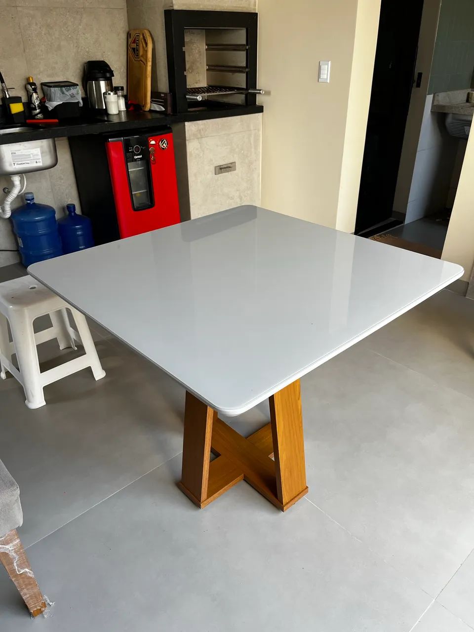 Mesa mdf tampa de vidro 