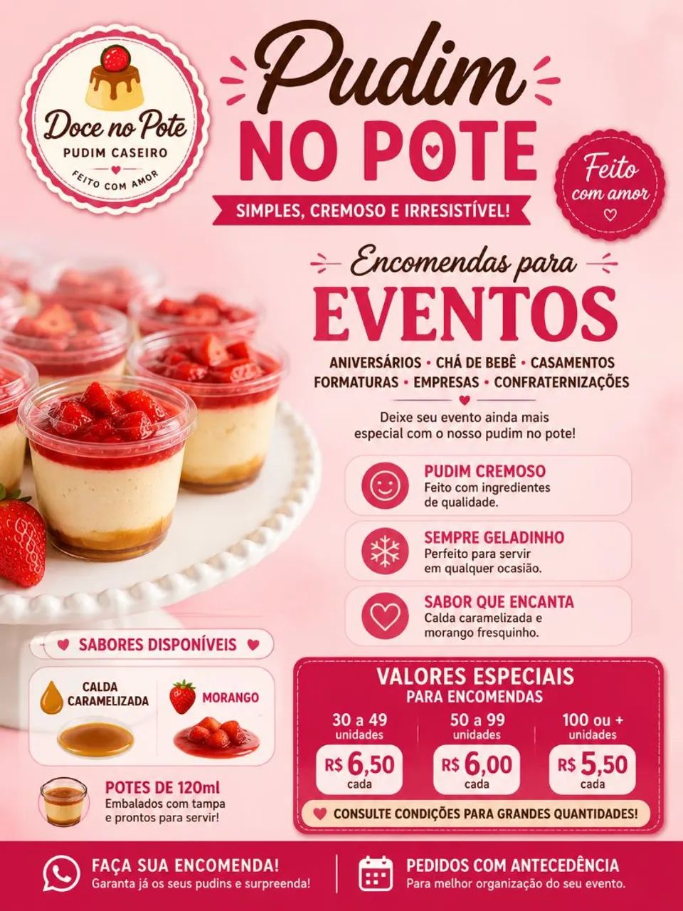  PUDIM NO POTE PARA FESTAS E EVENTOS 