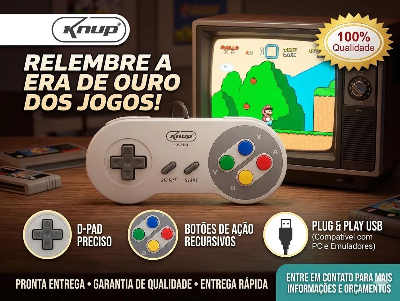 Controle de super nintendo usb