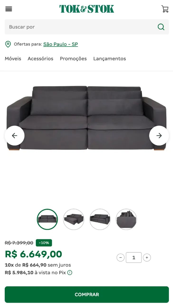 Sofá Retrátil Flix Tok & Stok - Foto 5