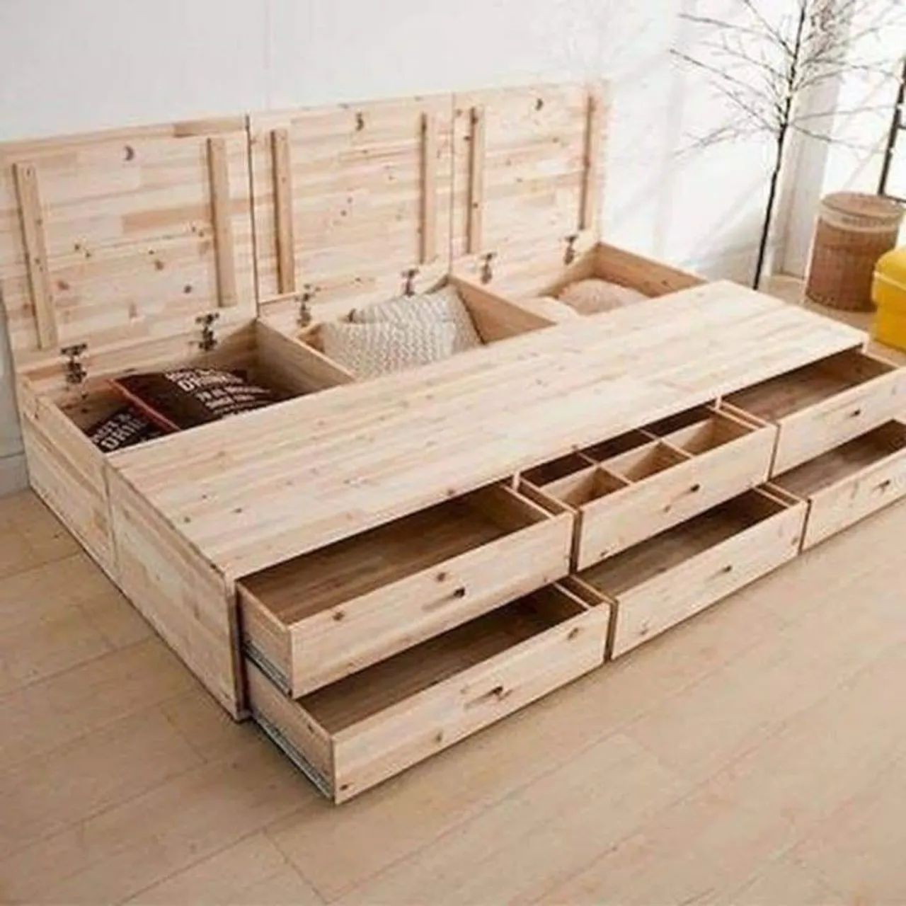 Cama de casal de madeira com gavetas - Foto 4