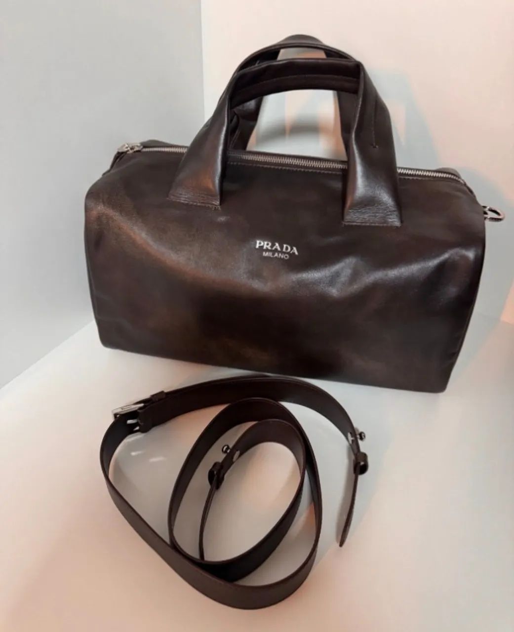 bolsa prada duffle bau marrom degrade - Foto 2
