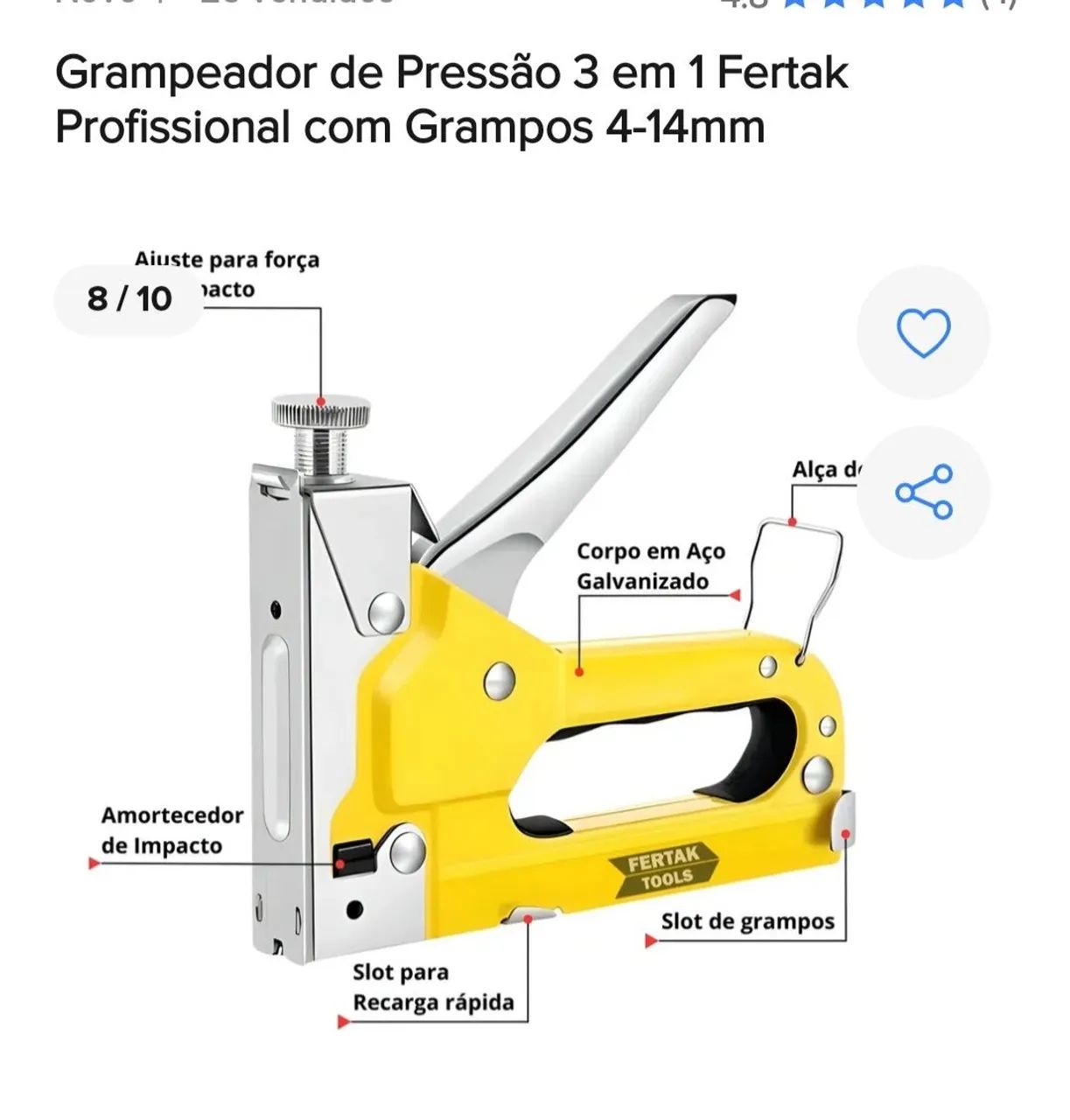 Grampeador Profissional  FERTAK Tools - Foto 3