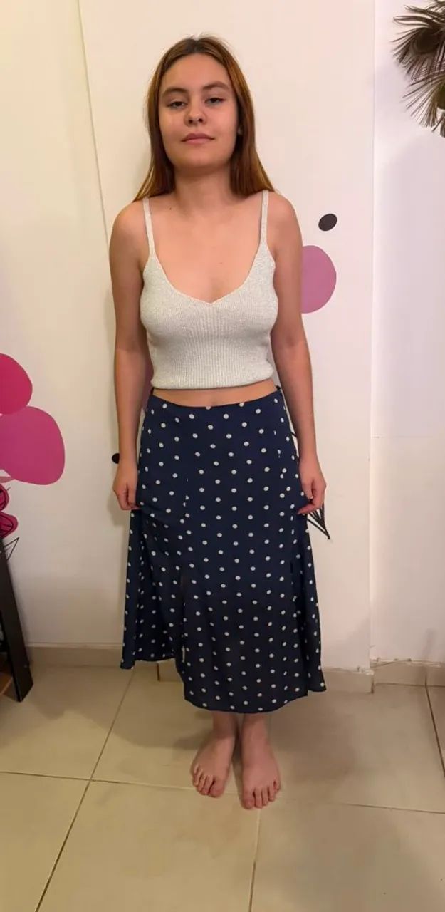Saia Le Lis Blanc Azul com Bolinhas 38 - Foto 2