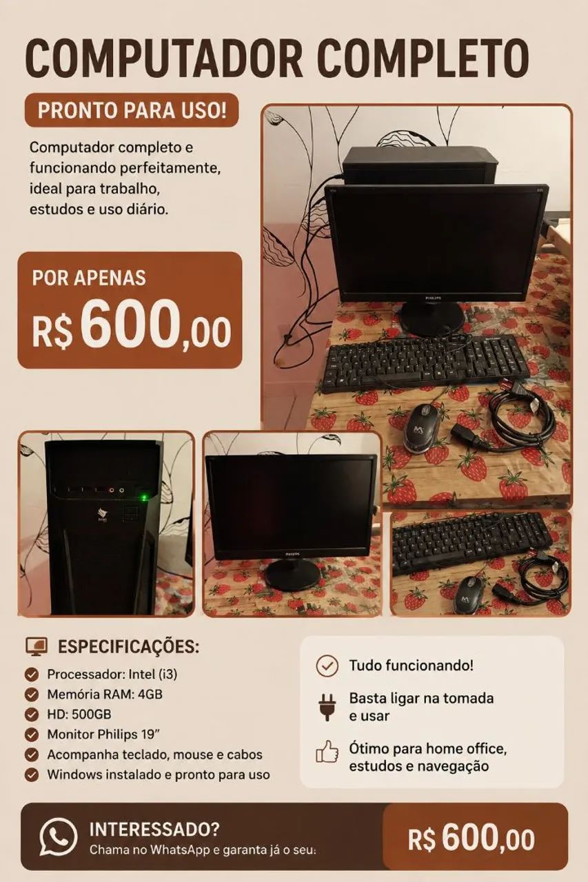 Computador 600,00