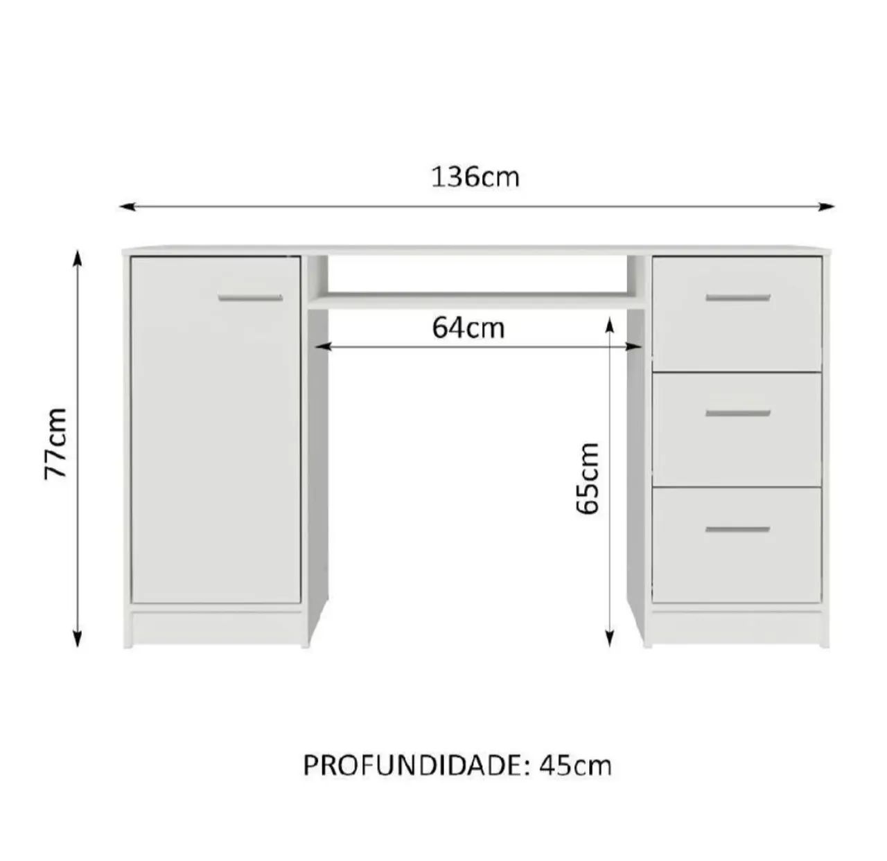 Escrivaninha Branca 3 gavetas - Foto 3