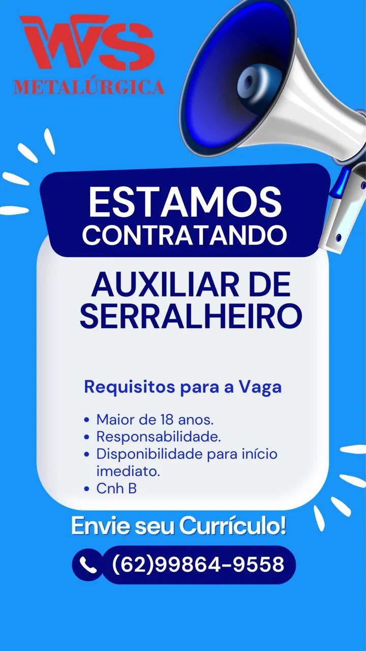 Contrata-se auxiliar de serralheiro