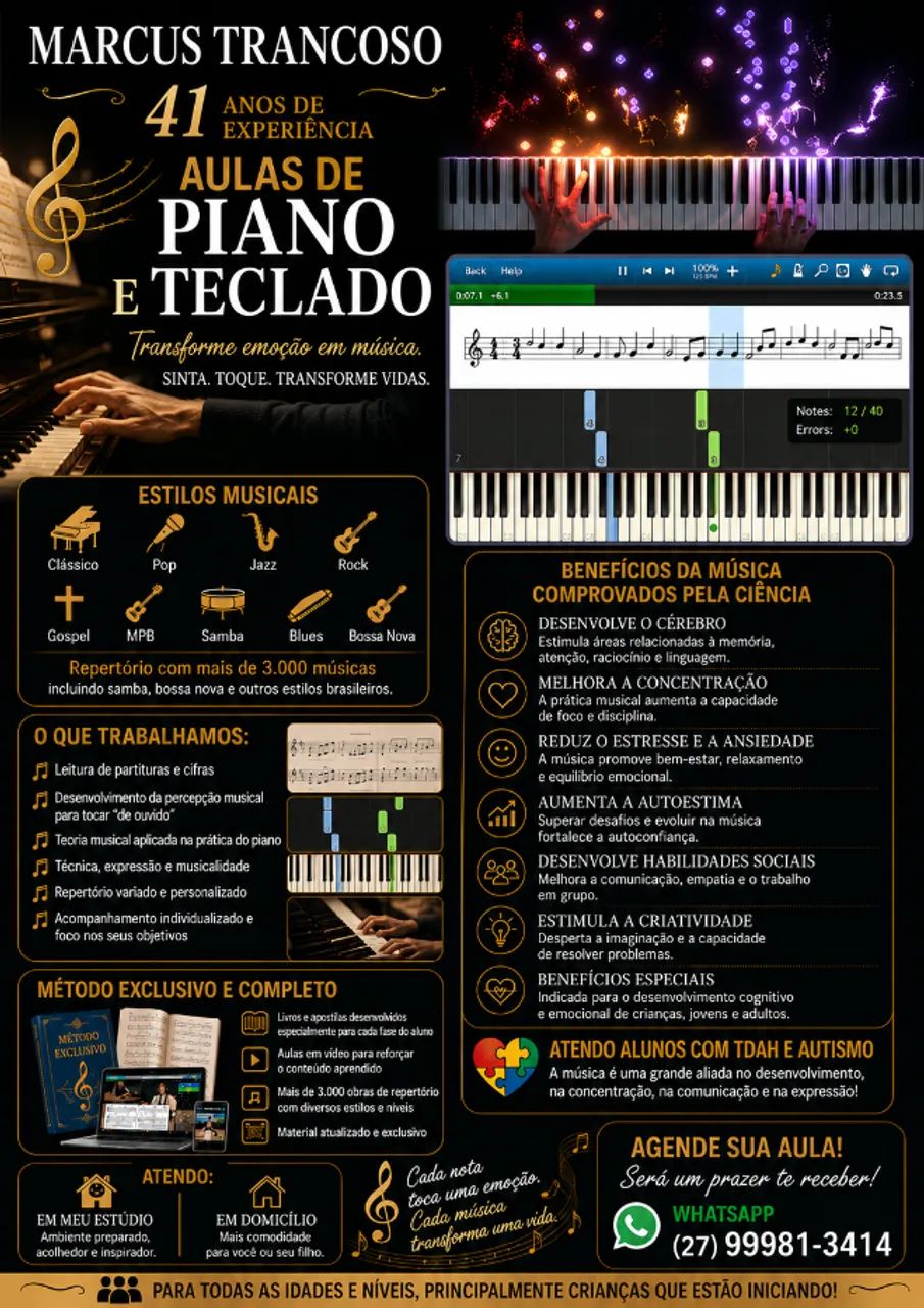 Aulas de piano e teclado - Homestudio