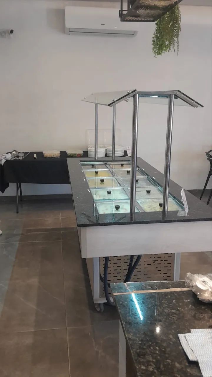 Buffet Térmico em Inox com Mármore - 10 Cubas - Estado de Novo - Foto 2