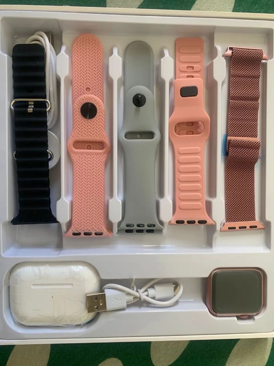 Smartwatch Wisme-X33 Mini com 5 pulseiras + Fone Bluetooth de brinde, cor Rosa e Preto!