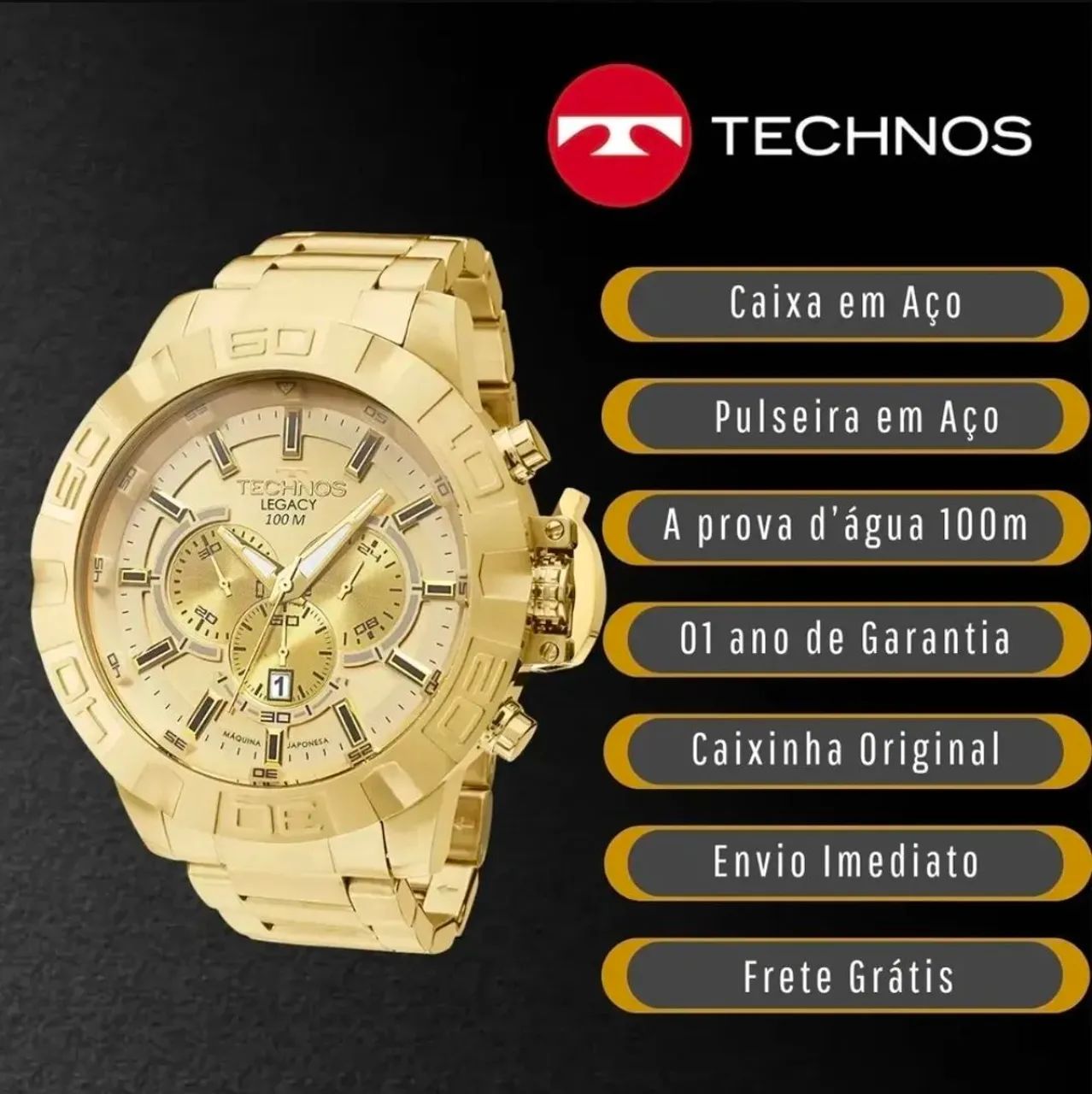 Relógio Technos Masculino Classic Legacy Js25ba 4x - Foto 4
