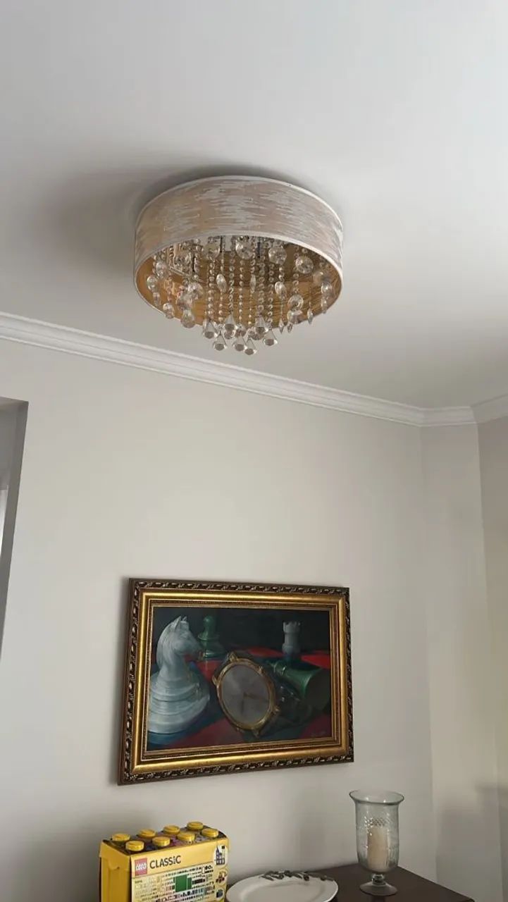Lustre Plafon Drum de Cristal
