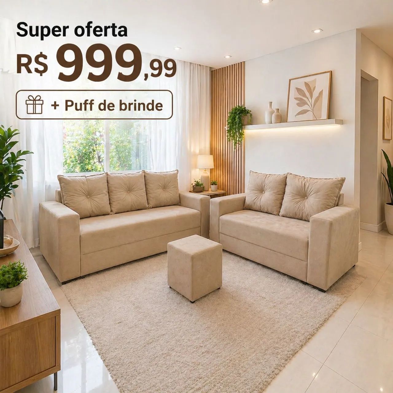 Conjunto de Sofás PREÇO DE FÁBRICA! Puff de brinde! - Foto 3