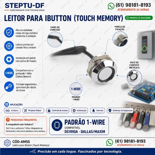Leitor para ibutton Arduino - Pic - Automação  I-button COD-AM55  - Foto 2