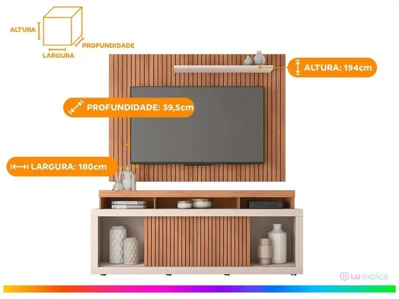 Rack para TV até 70" com Painel 2 Portas Caemmun Aegon - Foto 4