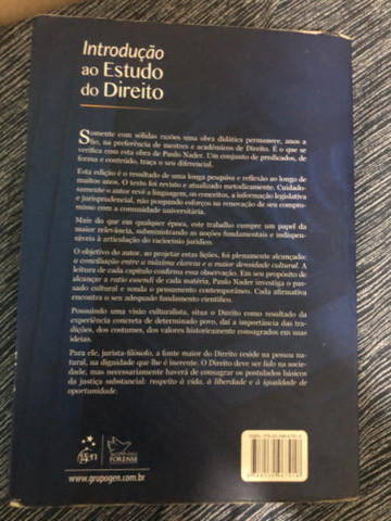 Livro Introdução ao Estudo do Direito - Paulo Nader - Perfeito Estado - Foto 3