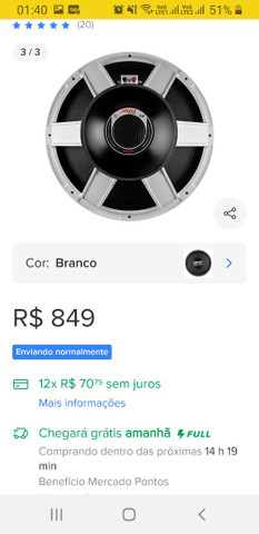 Triton de 15 polegada 4ohms 1500 rms novo na caixa nunca usado - Foto 2