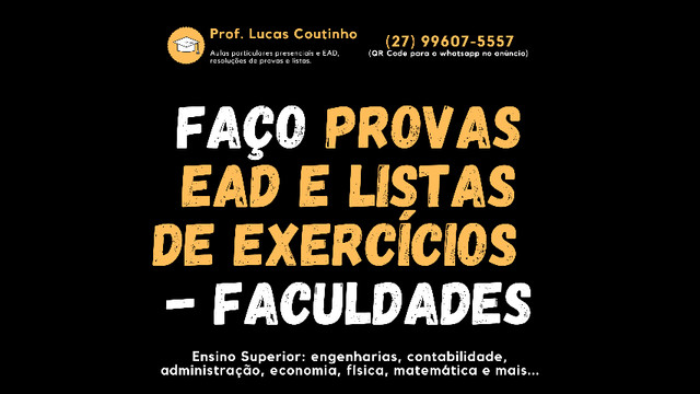 FAÇO Listas de Exercícios para Engenharias/ Direito/ Contábil/ Faço Provas EAD