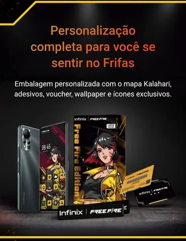 Smartphone Infinix Free Fire Limited Edition, 128GB, 6GB RAM, Câmera Tripla  até 50 MP, Bateria de 5000mAh, Tela 6,78” de 90Hz Full HD, Dual Chip –  Preto