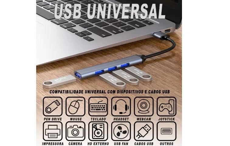 Hub Cabo Usb 3.0 Extensor 4 Portas High Speed Hd Pen Drive