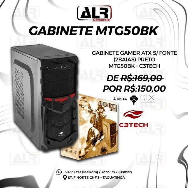 GABINETE ATX GAMER (SEM FONTE INTERNA) MTG50 C3TECH