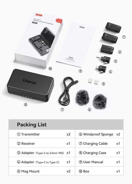 Microfone Sem Fio ulanzi A100 para Celular - Gravação de Áudio de Alta Qualidade - Foto 4