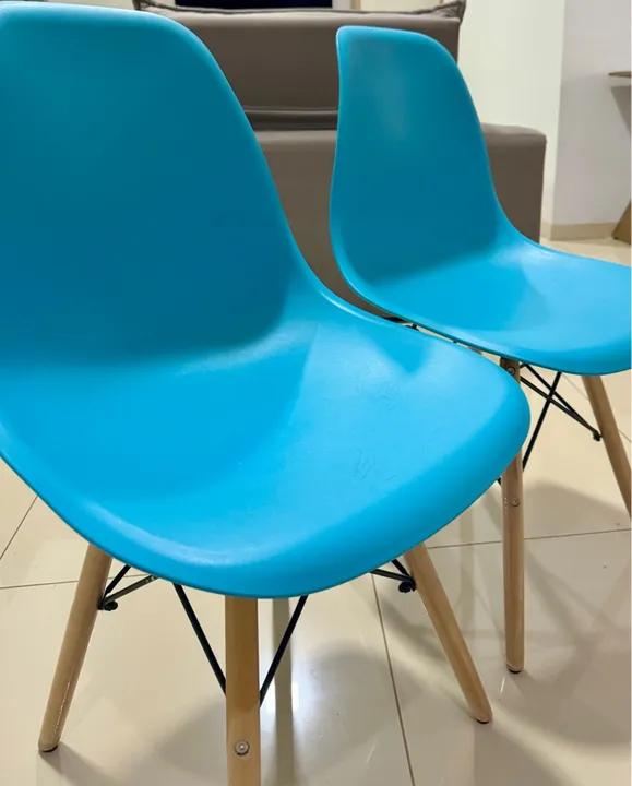 Cadeira Tiffany Madera estrutura azul-turquesa x 3 unidades