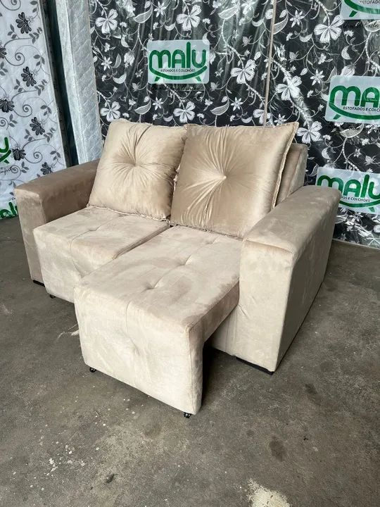 Sofá Retrátil Bege 1,60m _ Entregamos em 24hs