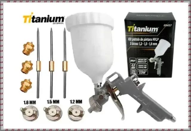 Titanium - Pistola de gravidade 600ml com 3 bicos