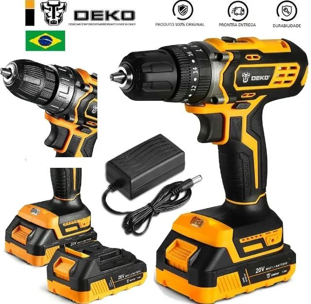 Parafusadeira e Furadeira Profissional 20V Deko com Bateria + Carregador Bivolt + Garantia - Foto 2