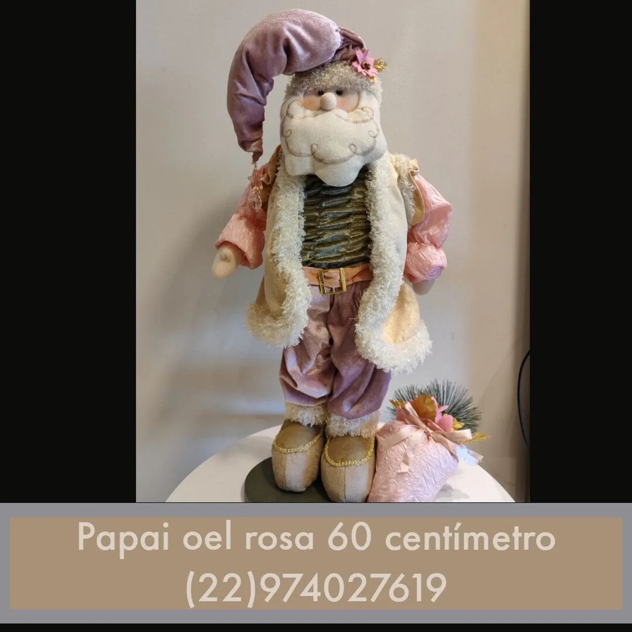 Papai Noel Rosa 60cm