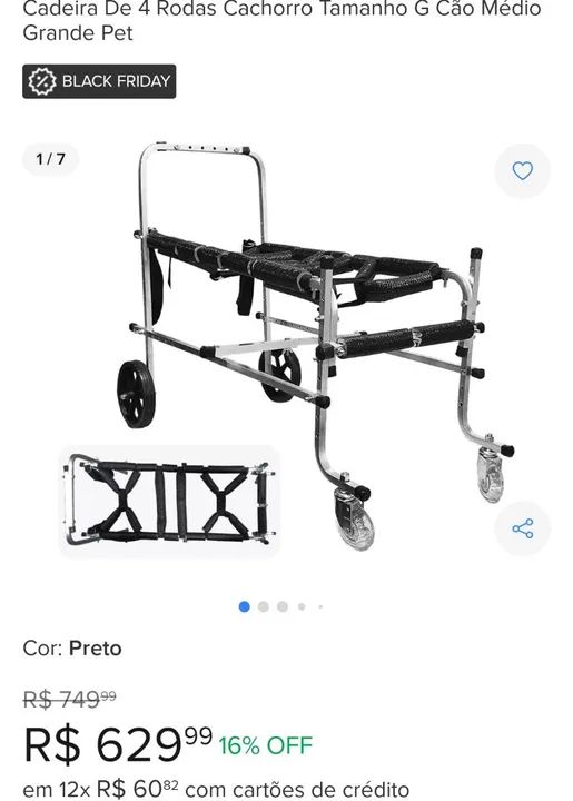 Cadeira 4 rodas andador PET deficiente tam. Médio Grande - Foto 2