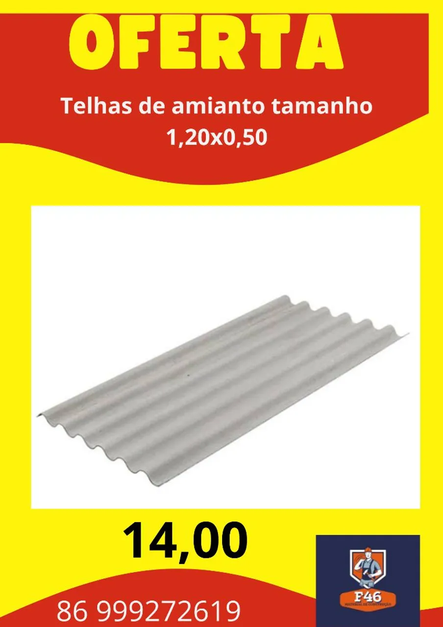 Telhas de Amianto 1,20x0,50 - Oferta!