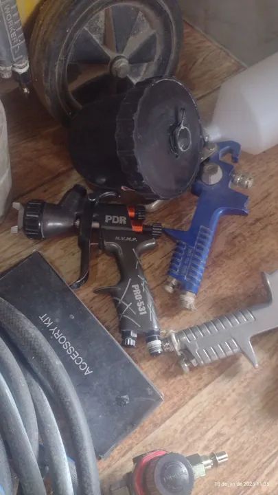Compressor de ar, pistola de pintura e ferramentas para pintura - Foto 3