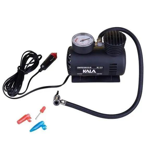 compressor de ar compacto, leve e prático 12v original kala