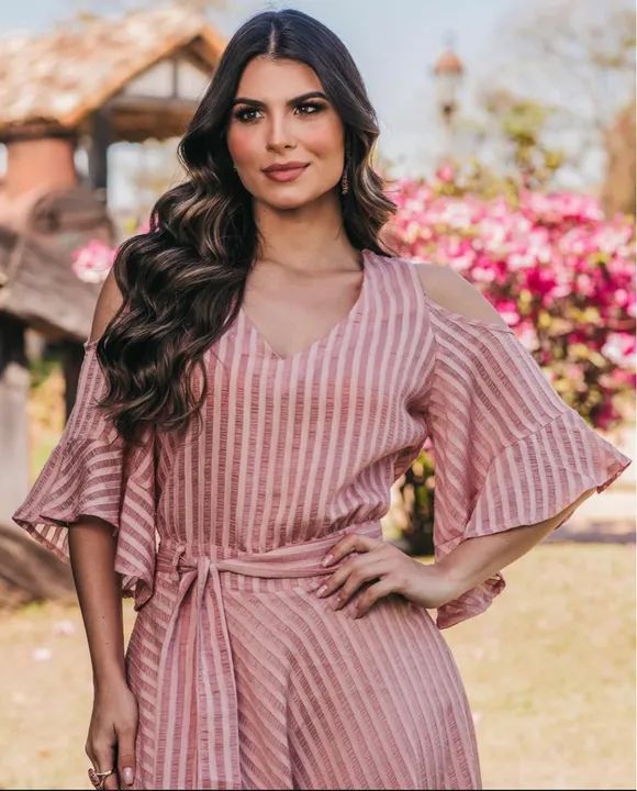 Vestido Longo Estampado Alcinhas Decote V - Foto 2