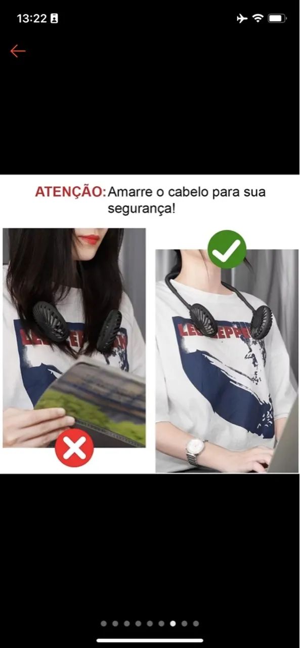Mini ventilador portátil para pescoço, com 3 velocidades e 3 tipos de luz  - Foto 5