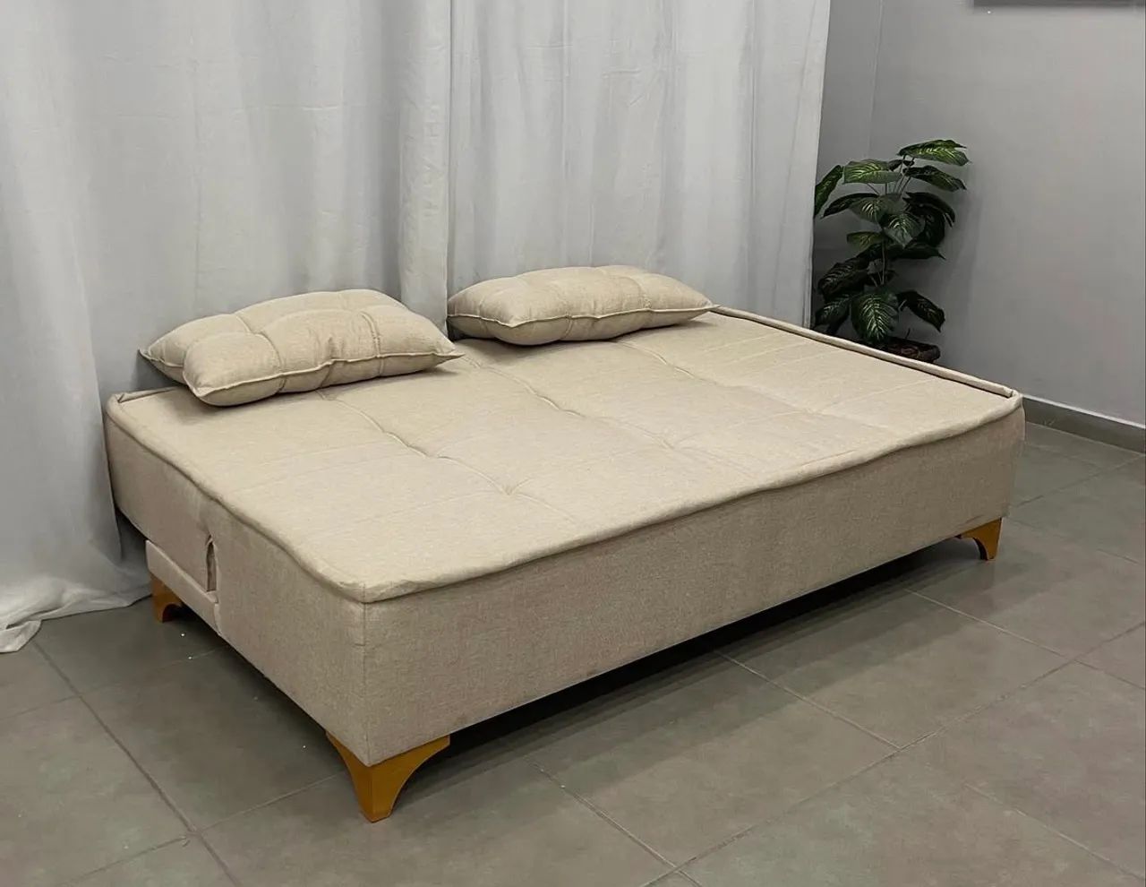 Sofá Cama Zayan 2 Lugares Tecido Linho 186cm - Foto 3