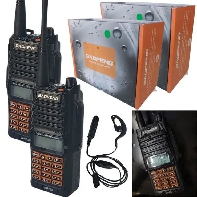 2 Unidades Radio Comunicador Baofeng UV9R Walk Talk Longo Alcance Dual Band