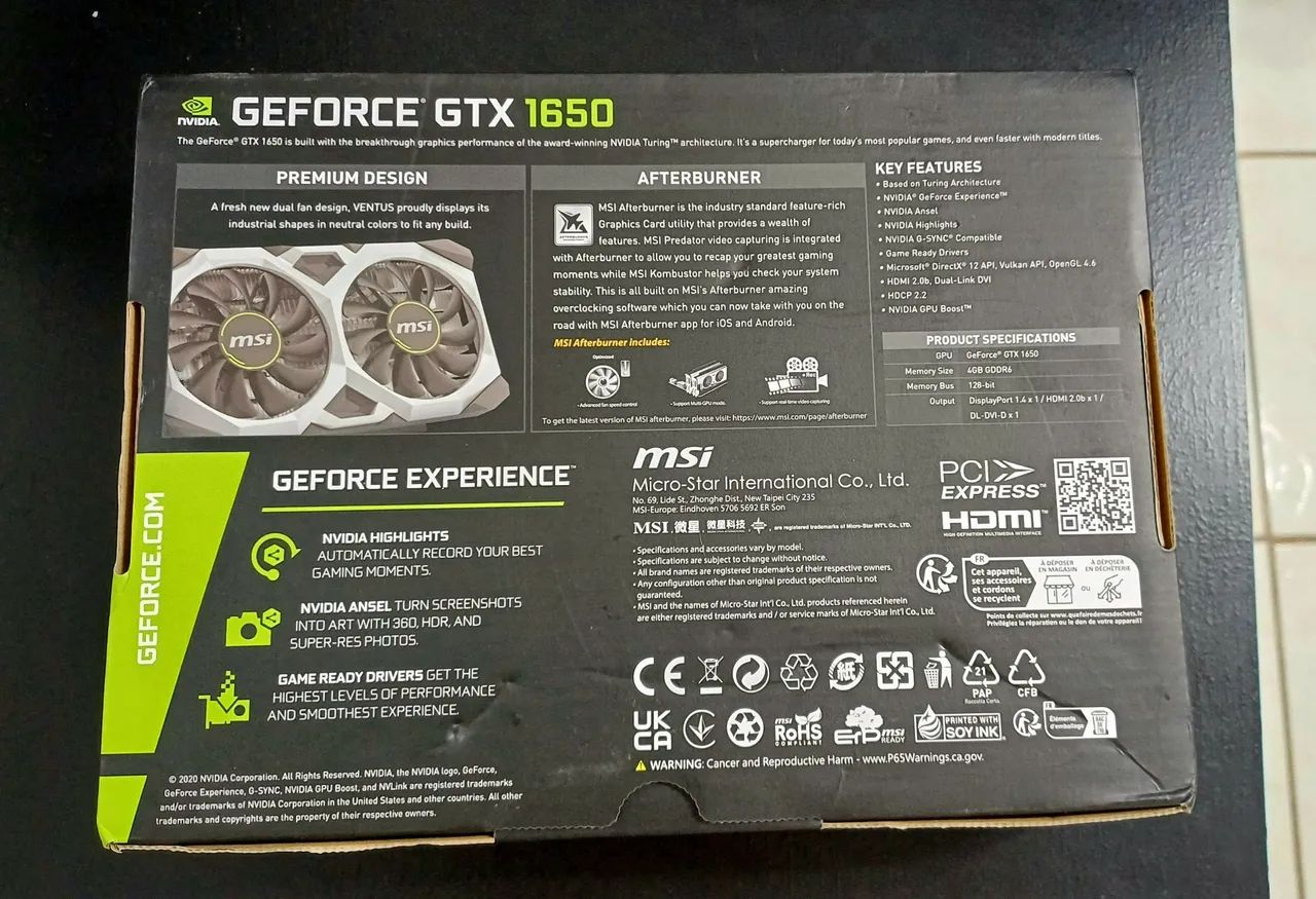 Placa de Vídeo (NOVA/LACRADA) MSI GTX 1650 Ventus 4GB - Foto 6