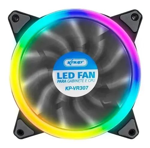 CRC Shop Informática - Cooler LED FAN Knup KP-VR307 RGB para Gabinete e CPU